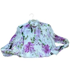 NWT Lavender Brown Size Small Floral Women's Top - Purple and Green